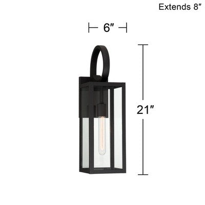  John Timberland Modern Outdoor Wall Light Fixture Deep Black 21" Clear Glass For Post Exterior Barn Deck House Porch Yard Patio