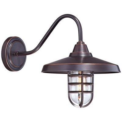  John Timberland Marlowe Rustic Industrial Outdoor Wall Light Fixtures Set Of 2 Painted Bronze Hooded Cage 13" Clear Glass For Exterior