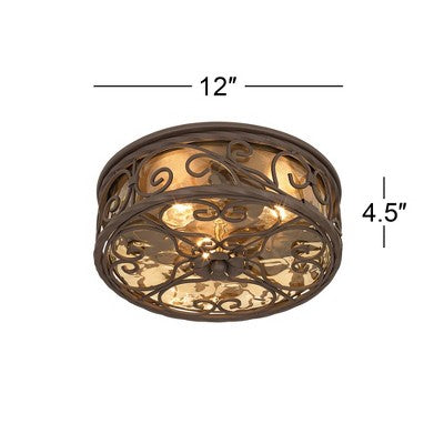 John Timberland Casa Seville Rustic Farmhouse Flush Mount Outdoor Ceiling Light Fixture Dark Walnut 4 1/2" Champagne Water Glass For Post Exterior