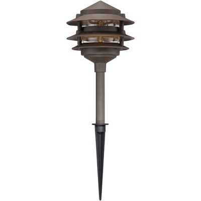  John Timberland Three-Tier Pagoda 11" High Bronze LED Path Lights Set Of 2