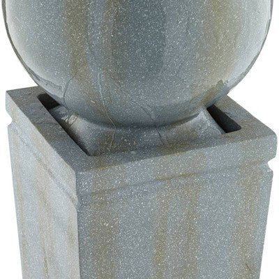  Ball And Pillar 34 1/4" High Large Modern Indoor Outdoor Decor Faux Stone Floor Fountain With Light LED Bubbler Outside Garden Patio