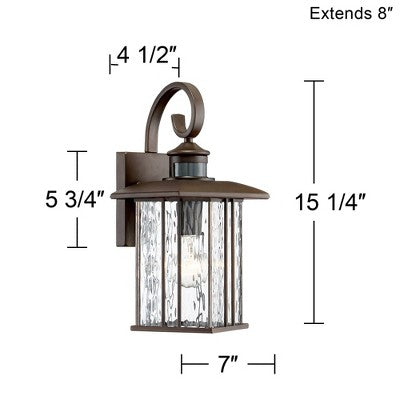  John Timberland Deaver Modern Outdoor Wall Light Fixture Bronze Dusk To Dawn Motion Sensor 15 1/4" Clear Water Glass For Post Exterior Barn Deck House