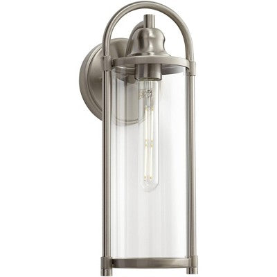  John Timberland Avani 15 1/2" High Modern Indoor/Outdoor Wall Light Porch House Edison Bulb Silver Brushed Nickel Finish Metal Clear Glass Shade
