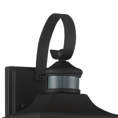  John Timberland Adaes Mission Outdoor Wall Light Fixture Textured Black Motion Sensor 14 1/4" Clear Glass For Post Exterior Barn Deck House Porch Yard