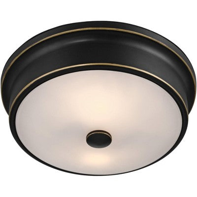  John Timberland Aabria 11 3/4" Wide High Modern Outdoor Flush-Mount Light Fixture Ceilng Porch House Weatherproof Matte Black Metal Glass Shade