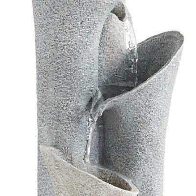  John Timberland Bell Modern Zen 4 Tier Cascading Outdoor Floor Water Fountain 34" For Yard Garden Patio Home Deck Porch House Exterior Balcony Roof