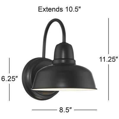  John Timberland Urban Barn Rustic Industrial Farmhouse Outdoor Wall Light Fixture Black Gooseneck Arm 11 1/4" For Post Exterior Barn Deck House Porch