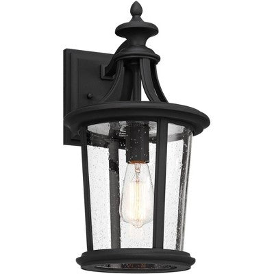  John Timberland Leto 18 1/2" High Modern Outdoor Wall Light Fixture Mount Porch House Exterior Outside Weatherproof Black Metal Clear Glass Shade