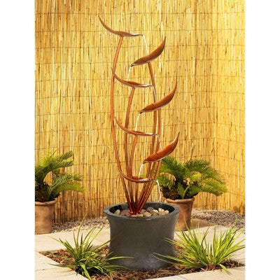  John Timberland Tiered Copper Leaves Modern Cascading Tiered Leaves Outdoor Floor Water Fountain 41" For Yard Garden Patio Deck Porch Balcony Roof