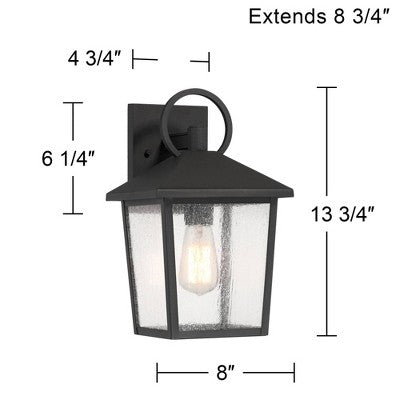  John Timberland Westmont 13 3/4" High Modern Outdoor Wall Light Fixture Mount Porch House Exterior Weatherproof Sand Black Aluminum Seeded Glass Shade