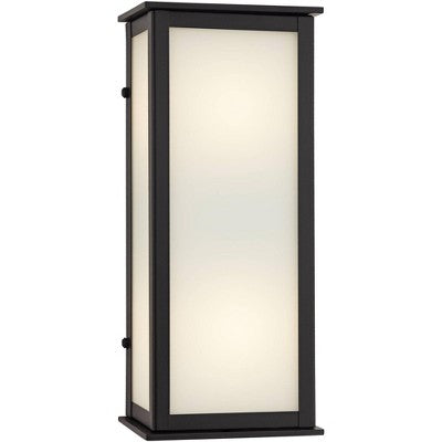  John Timberland Modern Outdoor Wall Light Fixtures Set Of 2 Black 12 3/4" Milky White Glass Panels For Post Exterior Barn Deck