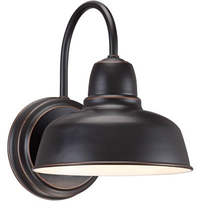  John Timberland Urban Barn Industrial Rustic Wall Light Sconces Set Of 2 Oil Rubbed Bronze Hardwire 8 1/2" Fixture Gooseneck Arm For Bedroom Bathroom