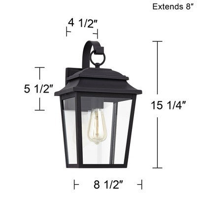  John Timberland Bellis Verde Rustic Outdoor Wall Light Fixture Texturized Black 15 1/4" Clear Glass For Post Exterior Barn Deck House Porch Yard Home
