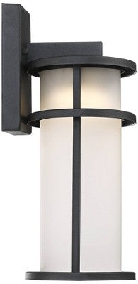  John Timberland Aline Modern Outdoor Wall Light Fixtures Set Of 2 Black Metal LED 13" White Frosted Glass For Post Exterior Barn Deck