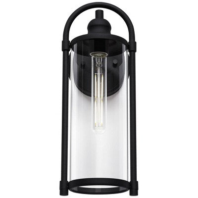  John Timberland Avani 15 1/2" High Modern Outdoor Wall Light Fixture Mount Porch House Exterior Edison Bulb Weatherproof Black Metal Clear Glass Shade