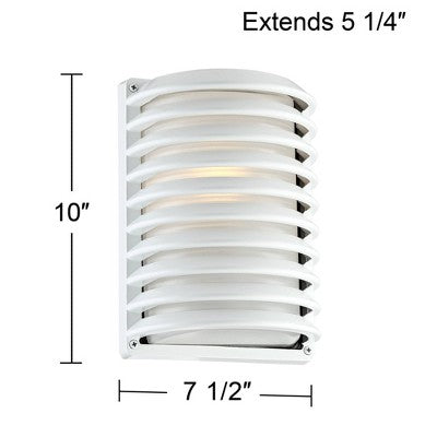  John Timberland Modern Industrial Outdoor Wall Light Fixture White Grid 10" Frosted Glass For Post Exterior Barn Deck House Porch Yard Posts Patio