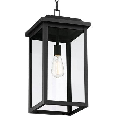  John Timberland Eastcrest Modern Outdoor Hanging Light Textured Black 21 1/2" Clear Glass For Post Exterior Barn Deck House Porch Yard Patio Outside