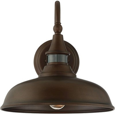  John Timberland Gough Rustic Farmhouse Outdoor Barn Light Fixture Bronze Dusk To Dawn Motion Sensor Dark Sky 12 1/2" For Post Exterior Deck House Yard