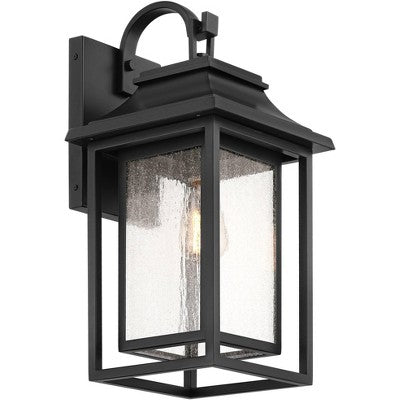  John Timberland Cecile 21.25 High Mission Outdoor Wall Light Fixture Mount Porch House Box Lantern Weatherproof Black Clear Seeded Glass Shade
