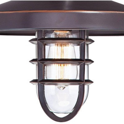  John Timberland Marlowe Rustic Industrial Farmhouse Outdoor Wall Light Fixture Painted Bronze Cage 16 3/4" Clear Glass For Post Exterior Barn Deck