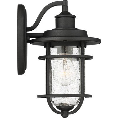  John Timberland Markham Modern Nautical Outdoor Wall Light Fixtures Set Of 2 Textured Black 10 1/2" Clear Seedy Glass For Post Exterior Barn Deck Home