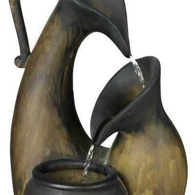  John Timberland Mediterranean Tabletop Water Fountain 24" High Cascading Jug For Table Desk Yard Garden Patio Home Relaxation