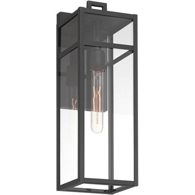  John Timberland San Lucas 18 3/4" High Modern Outdoor Wall Light Fixture Mount Porch House Set Of 2 Weatherproof Sand Black Metal Clear Glass Shade