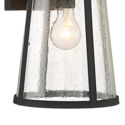  John Timberland Clement Mission Outdoor Wall Light Fixtures Set Of 2 Cast Iron Black 15" Clear Seedy Glass For Post Exterior Barn Deck House Porch