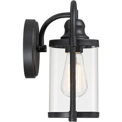  John Timberland Rustic Farmhouse Outdoor Wall Light Fixtures Set Of 2 Black 10 1/4" Clear Glass For Exterior Barn Deck House Porch Yard Patio Outside