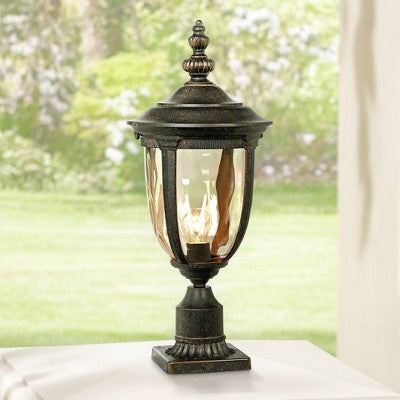  John Timberland Bellagio Vintage Outdoor Post Light Veranda Bronze With Pier Mount 25'' Champagne Hammered Glass For Exterior Barn Deck House Porch