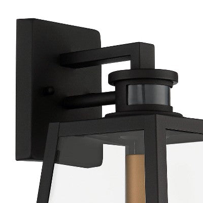  John Timberland Arrington Modern Outdoor Wall Light Fixtures Set Of 2 Black Motion Sensor 14 3/4" Clear Glass For Post Exterior Barn Deck House Porch