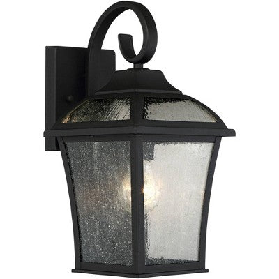  John Timberland Mosconi Rustic Outdoor Wall Lights Fixture Set Of 2 Textured Black 15" Clear Seedy Glass For Post Exterior Barn Deck House Porch Yard