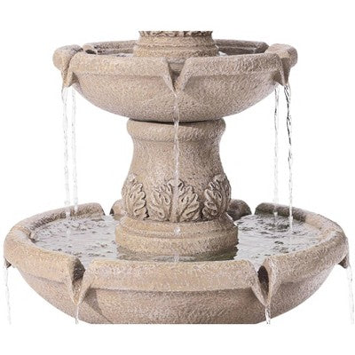  Domanico 57" High Large Italian Indoor Outdoor Decor Sand Stone Floor Fountain Waterfall 3-Tier Outside Garden Patio Yard Backyard