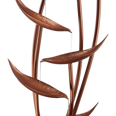  John Timberland Tiered Copper Leaves Modern Cascading Tiered Leaves Outdoor Floor Water Fountain 41" For Yard Garden Patio Deck Porch Balcony Roof