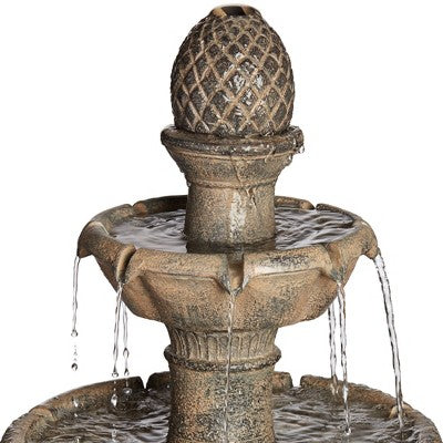  John Timberland Louvre Rustic 3 Tier Cascading Outdoor Floor Water Fountain With LED Light 44" For Yard Garden Patio Home Deck Porch Exterior Balcony