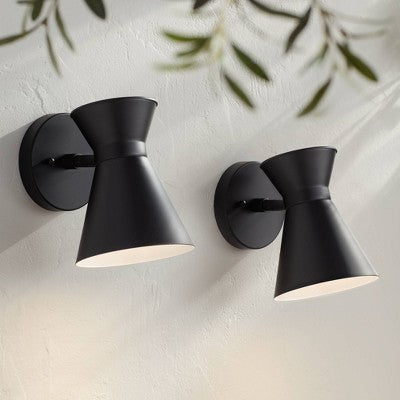  John Timberland Vance Modern Outdoor Wall Light Fixtures Set Of 2 Black LED Dark Sky Swivel Head 8" For Post Exterior Barn Deck House