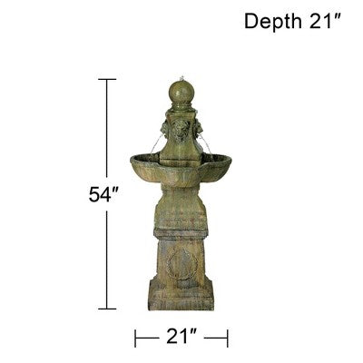 John Timberland Tuscan Garden Pedestal Rustic Bubbler Outdoor Floor Water Fountain 54" For Yard Garden Patio Home Deck Porch House Exterior Balcony