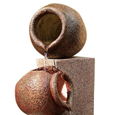 John Timberland Rustic Outdoor Floor Water Fountain 35 1/2" High Three Cascading Urn Pillar For Yard Garden Patio Deck Home