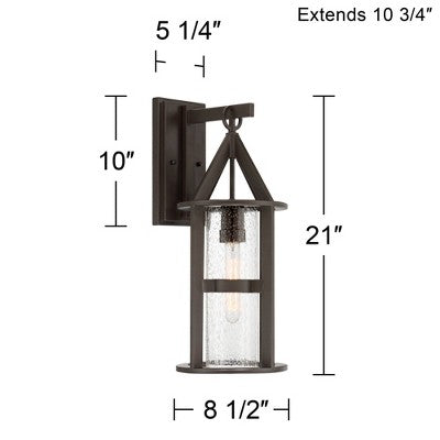  John Timberland Argentine Modern Industrial Outdoor Wall Light Fixture Bronze Metal 21" Clear Seedy Glass For Post Exterior Barn Deck House Porch Yard