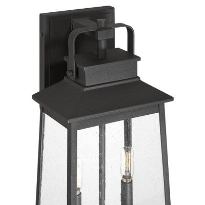  John Timberland Jubliee 17 1/4" High Modern Outdoor Wall Light Fixture Mount Porch House Exterior 2-Light Weatherproof Black Metal Clear Glass Shade