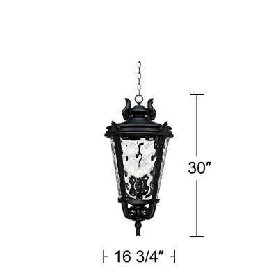  John Timberland Casa Marseille Rustic Outdoor Light Textured Black Scroll 30" Clear Hammered Glass Damp Rated For Post Exterior Barn Deck House Porch