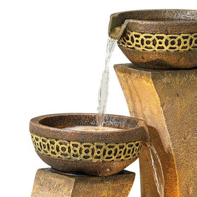  John Timberland Outdoor Floor Water Fountain Four Bowl Cascading Waterfall 41" Tall For Yard Garden Lawn