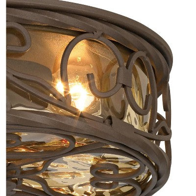  John Timberland Casa Seville Rustic Farmhouse Flush Mount Outdoor Ceiling Light Fixture Dark Walnut 4 1/2" Champagne Water Glass For Post Exterior