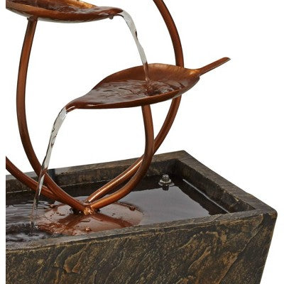  John Timberland Ashton Curved Leaves Modern Cascading Outdoor Floor Water Fountain 41" For Yard Garden Patio Home Deck Porch House Exterior Balcony