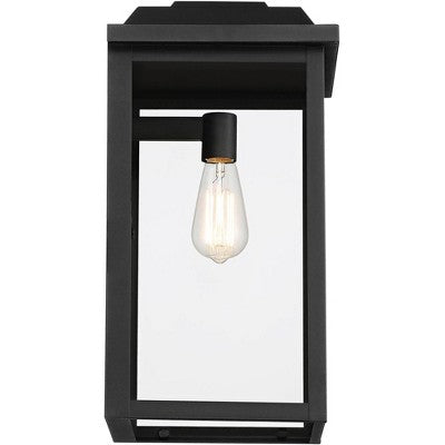  John Timberland Eastcrest Modern Outdoor Wall Light Fixture Textured Black 18 1/2" Clear Glass Panels For Post Exterior Barn Deck House Porch Yard