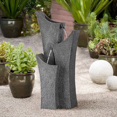  John Timberland Exton Modern Zen Cascading Arched Outdoor Floor Water Fountain 30 3/4" For Yard Garden Patio Home Deck Porch House Exterior Balcony