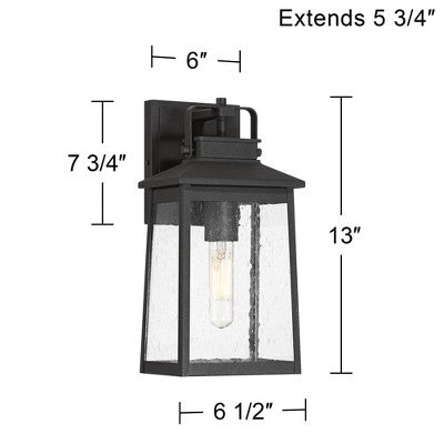 John Timberland Jubliee 13" High Modern Outdoor Wall Light Fixture Mount Porch House Exterior Outside Weatherproof Black Metal Clear Glass Shade
