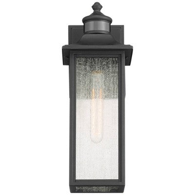  John Timberland Mission Outdoor Wall Light Fixture Black Dusk To Dawn Motion Sensor 16 1/2" Seeded Glass For Exterior House Porch