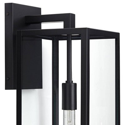  John Timberland Modern Industrial Outdoor Wall Light Fixture Mystic Black 27" Clear Glass Panels For Exterior Barn Deck House Porch Yard Patio Garage