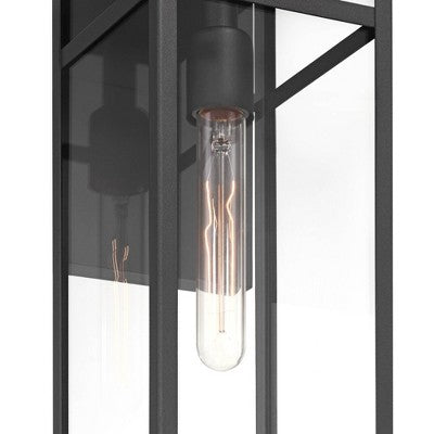  John Timberland San Lucas 18 3/4" High Modern Outdoor Wall Light Fixture Mount Porch House Exterior Weatherproof Sand Black Metal Clear Glass Shade